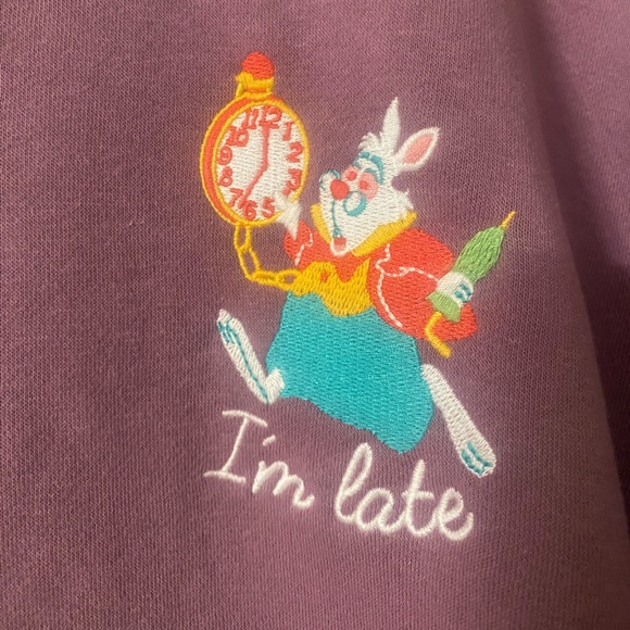 Her Universe Disney Alice in Wonderland I'm Late Flower Crewneck Size Medium - Picture 5 of 8
